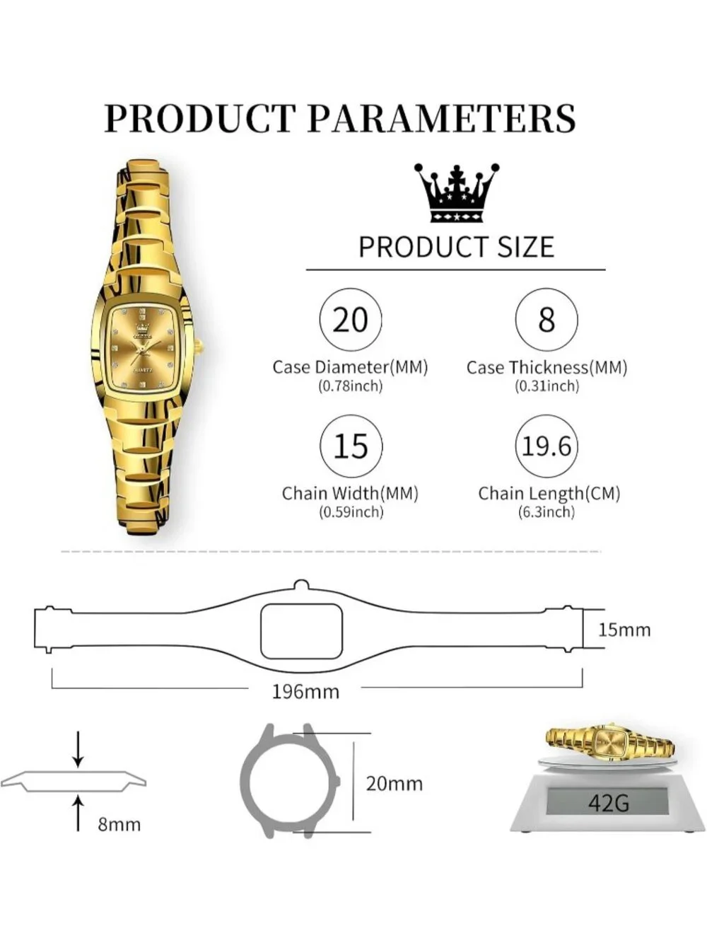 Women's Gold Ceramic Diamond Chronograph Waterproof Casual Ladies Wrist Watch